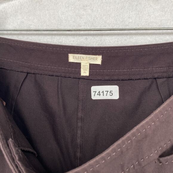 EILEEN FISHER Pants PL Organic Cotton Stretch Twill Tapered Cropped Chino Brown - Picture 16 of 16